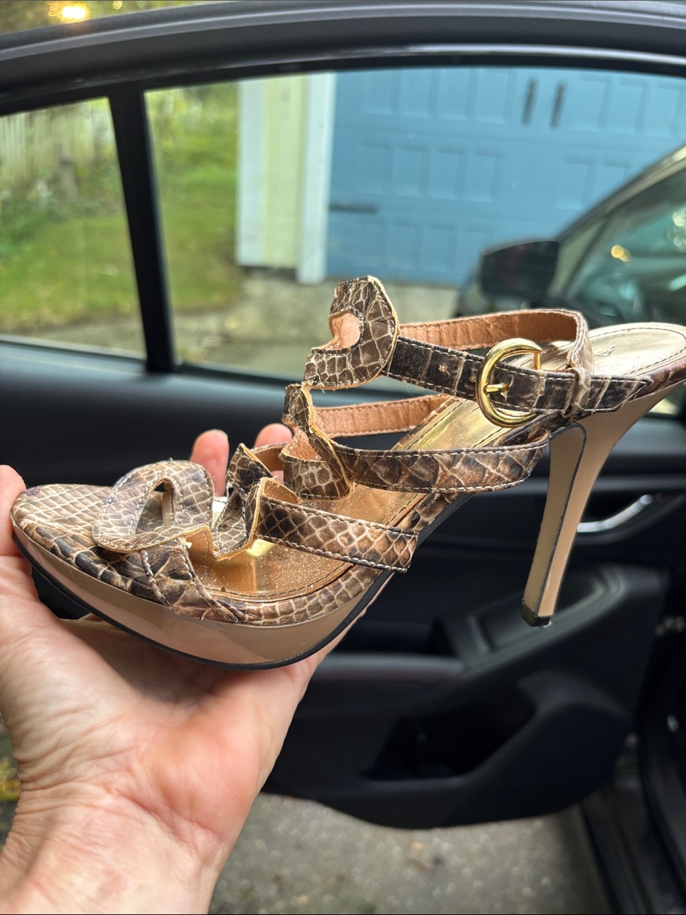 Women’s Brown Snakeskin Strappy Sandals